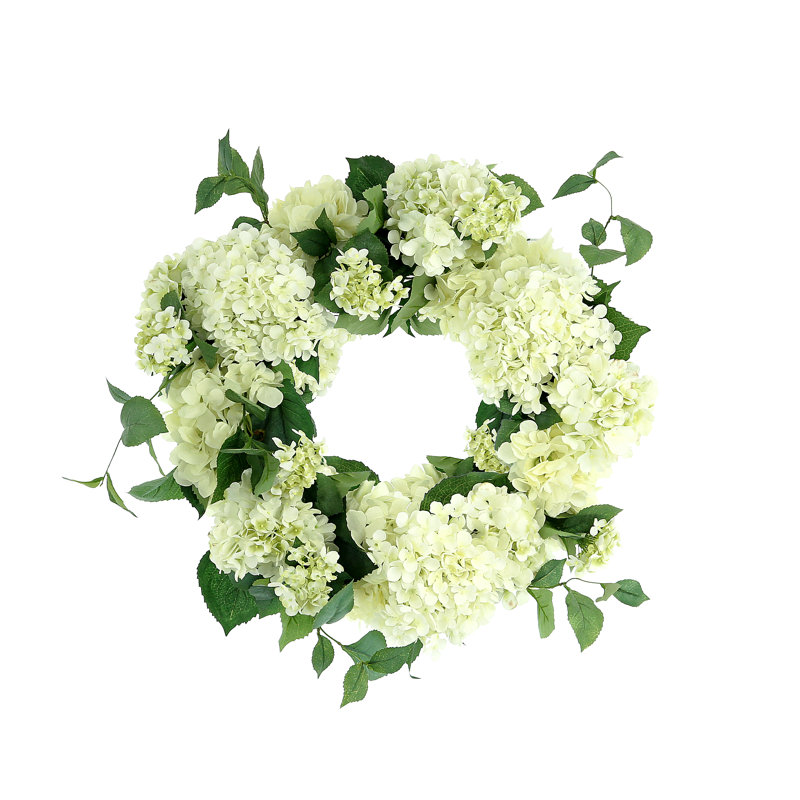 The Holiday Aisle® 26" Faux Hydrangea Wreath & Reviews Wayfair